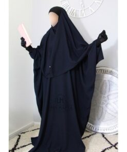 ENSEMBLE ABAYA+KHIMAR LYCRA-NOIR-TAILLE 2